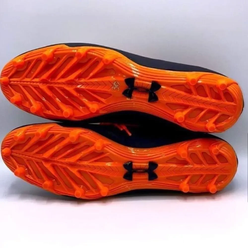 Under Armour Black & Orange Nitro Football Cleats Shoes Sports Size 16